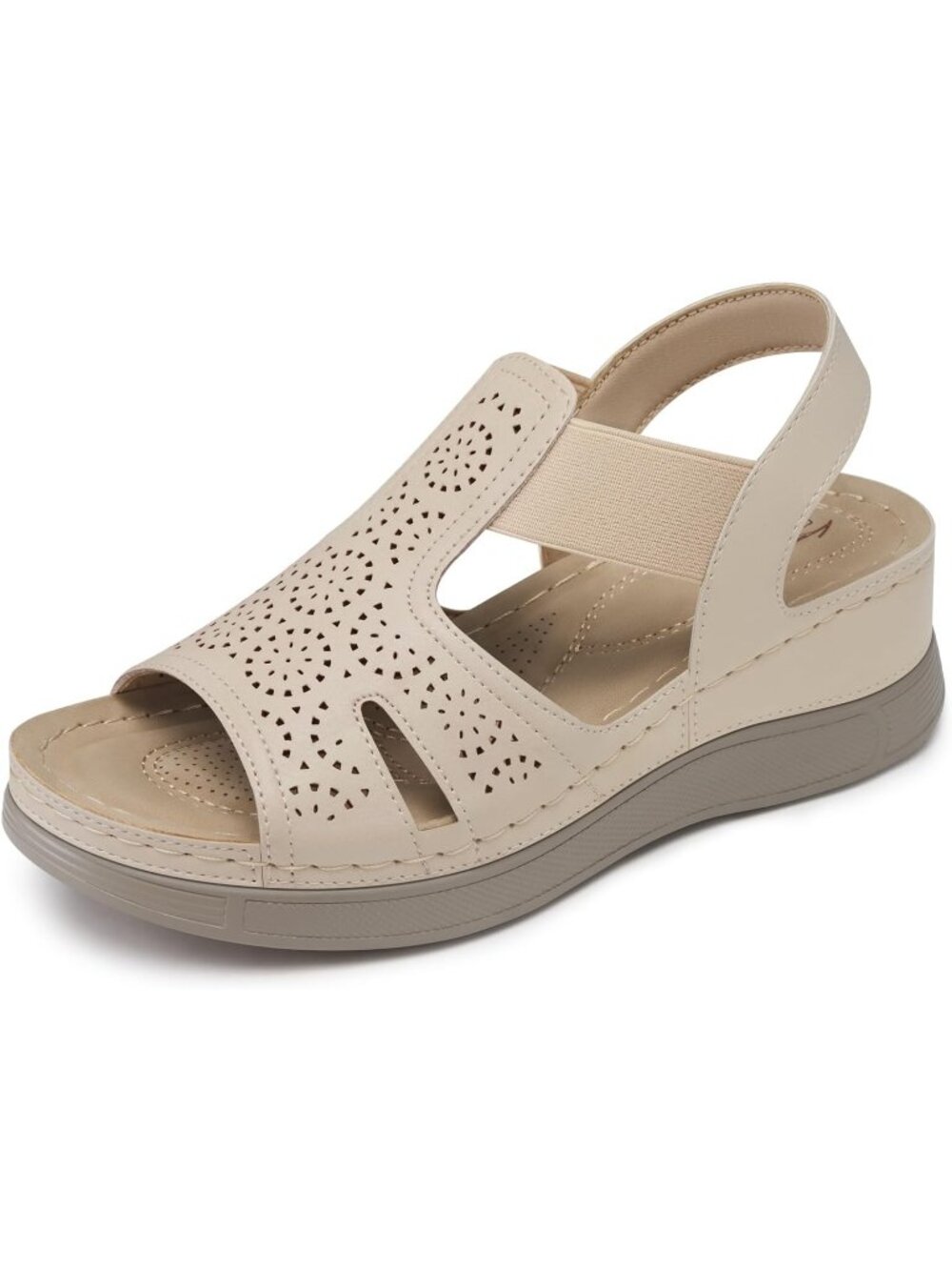 Women's Nude Sandals Comfortable Dressy Summer Ankle Strap Open Toe Low Heel